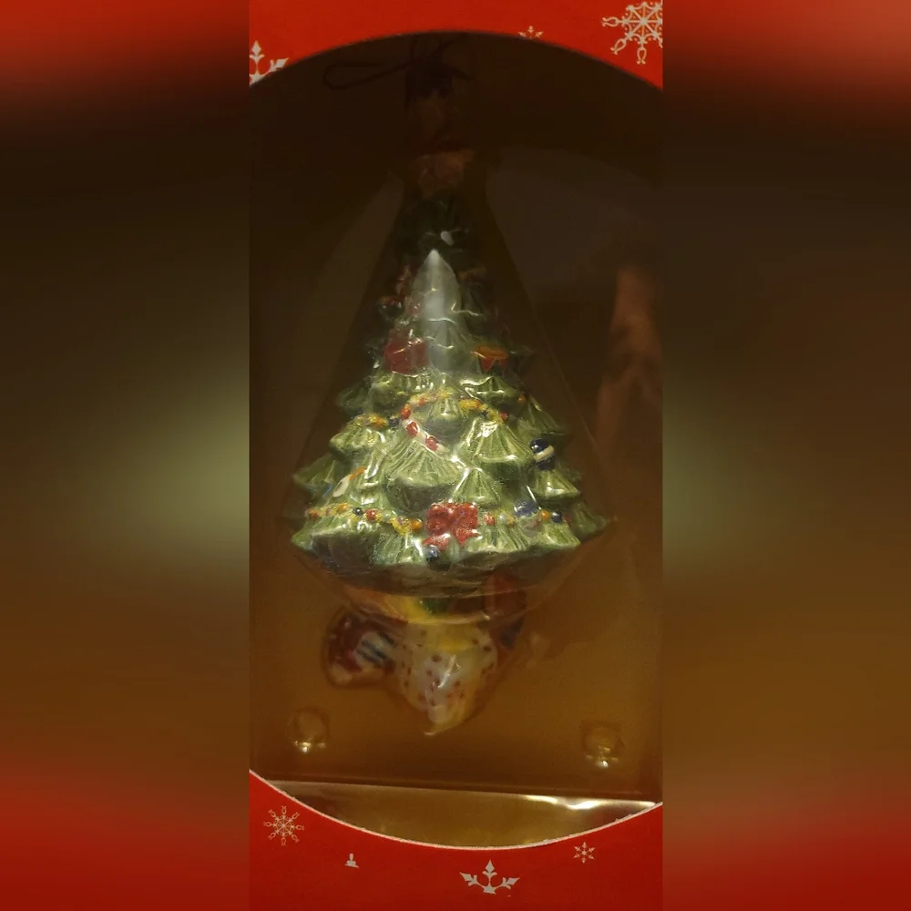 Vintage Holiday Celebration Christopher Radko Christmas Tree‎ Ceramic Ornament